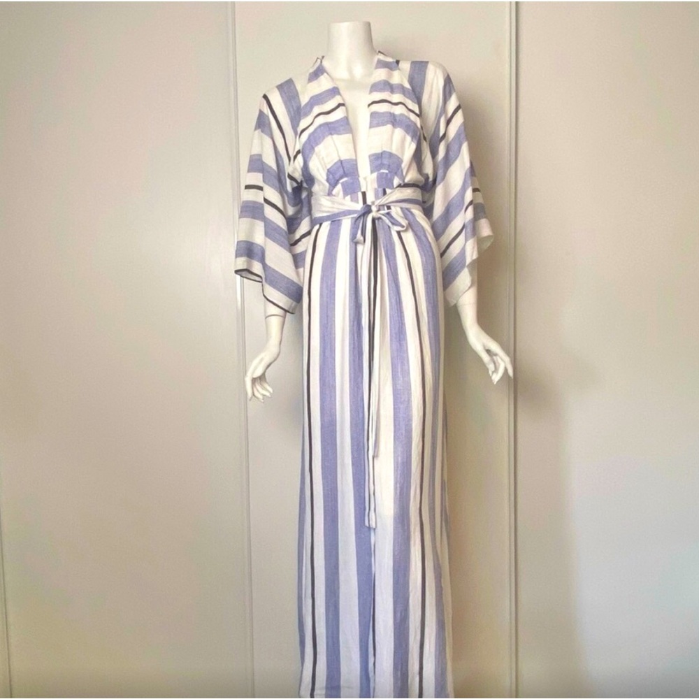 Long kimono sleeved striped dress